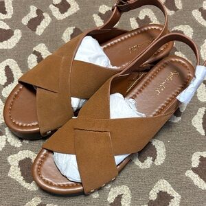 Splendid Brown Cross-Strap Sandals